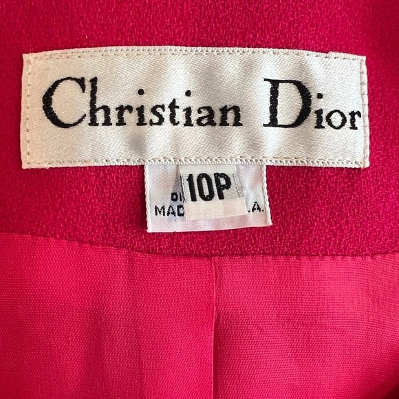 CHRISTIAN DIOR Vintage Button Down Blazer Fuschia & Black Trim Size 10P - Picture 7 of 8